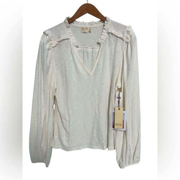 Anthropologie Nation Los Angeles Smocked-Shoulder Tee New with Tags Blouse - Picture 11 of 11